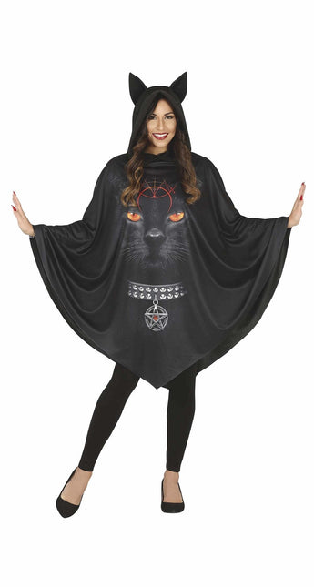 Kat Halloween poncho Dames