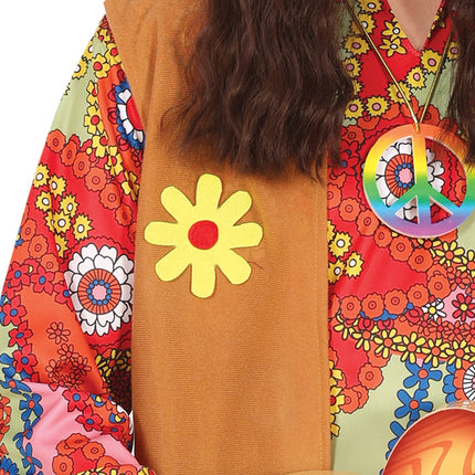 Hippie 60S Kostuum Gekleurd Heren Met Bruin Vest