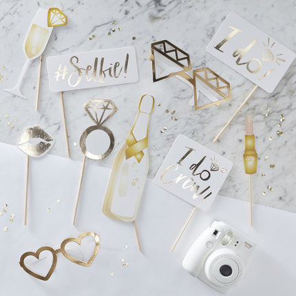 Gouden Bruiloft Photobooth Props 10st