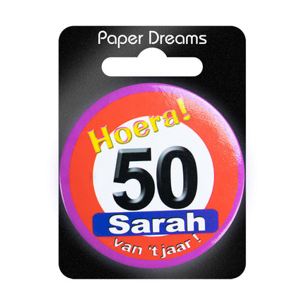 50 Jaar Button Sarah Verkeersbord 5,5cm