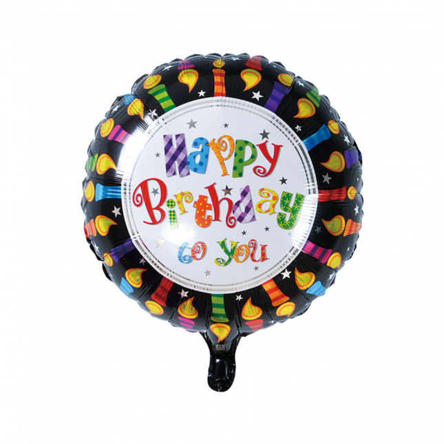 Helium Ballon Happy Birthday Kaarsjes 45cm leeg