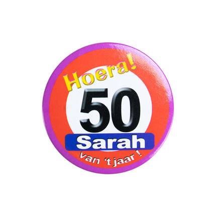 50 Jaar Button Sarah Verkeersbord 5,5cm