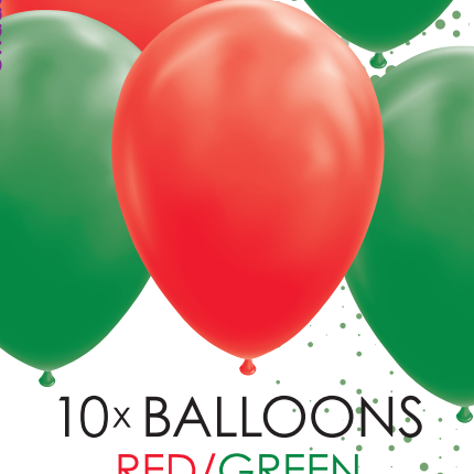 Rood Groene Ballonnen 30cm 10st