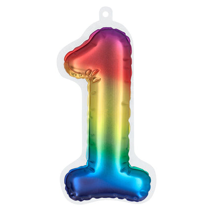 Regenboog 1 Jaar Stickers Folieballon 20cm