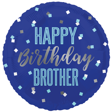 Happy Birthday Helium Ballon Blauw Brother Leeg 45cm