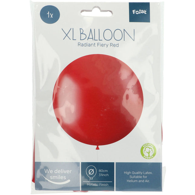 Rode Ballon Metallic Fiery Red 80cm