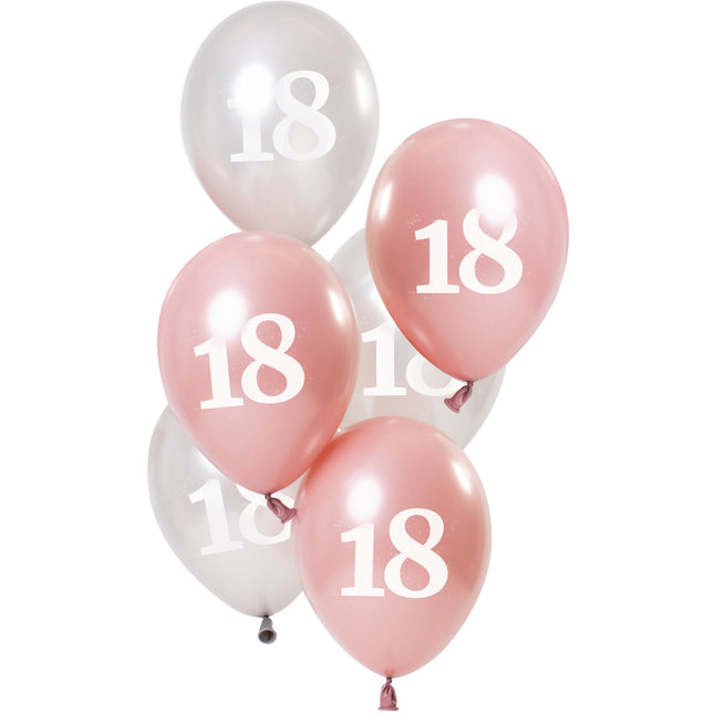 Ballonnen 18 Jaar Roze 23cm 6st