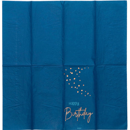 Happy Birthday Servetten Blauw 33cm 10st