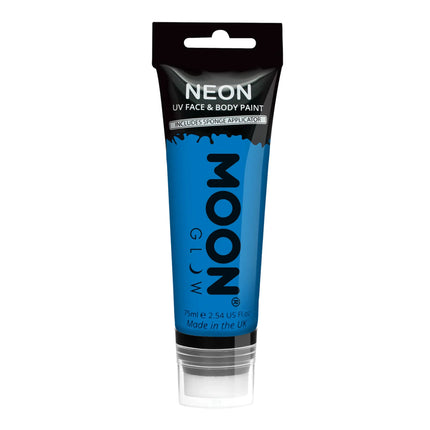 Moon Glow Neon UV Face Paint with Sponge Applicator Intense Blue 75ml