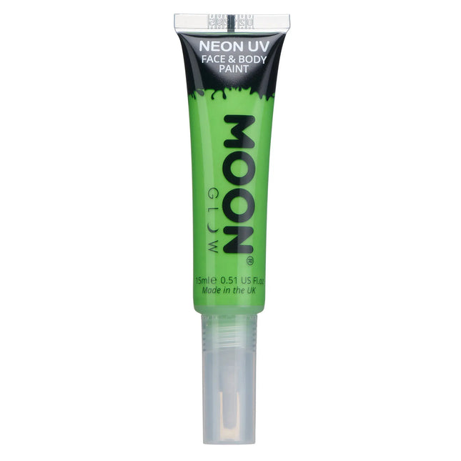 Moon Glow Neon UV Face Paint with Brush Applicator Intense Green 15ml