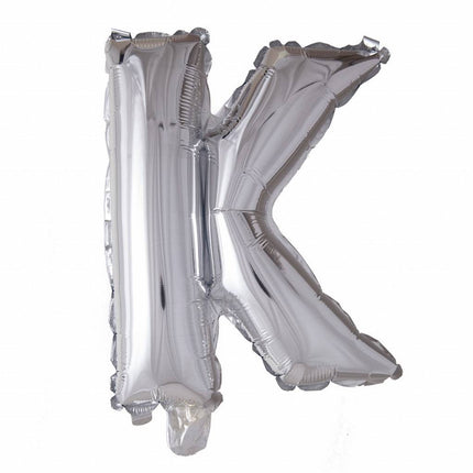 Folie Ballon Letter K Zilver XL 102cm leeg