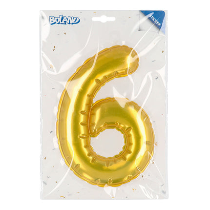 Gouden 6 Jaar Stickers Folieballon 20cm