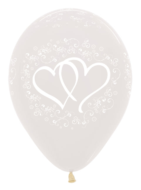 Ballonnen Entwinted Hearts Crystal Clear 30cm 25st