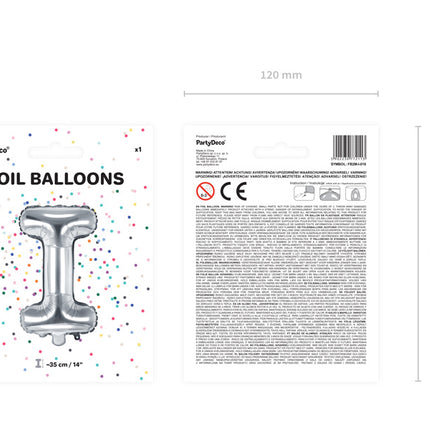 Folie Ballon Letter I Zilver Leeg 35cm