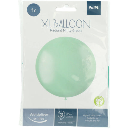 Mintgroene Ballon Metallic Minty Green 80cm