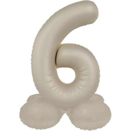 6 Jaar Cijfer Ballon Nude Mat 41cm