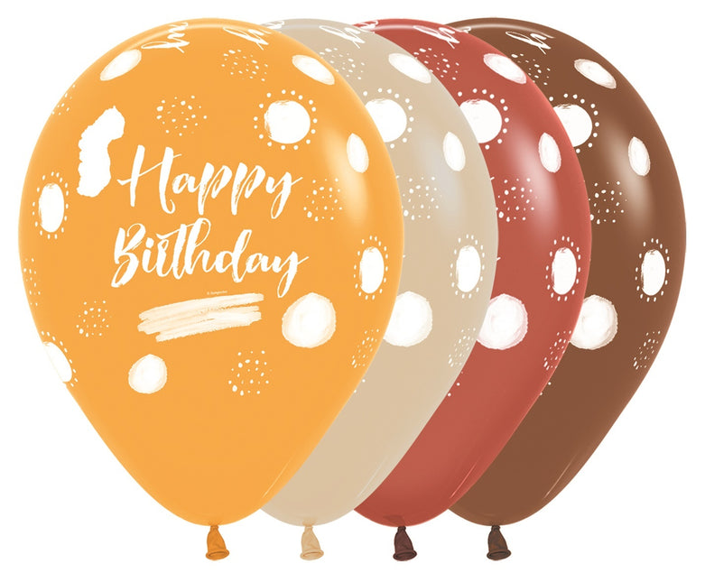 Ballonnen Happy Birthday Terra Natural Mix 30cm 25st