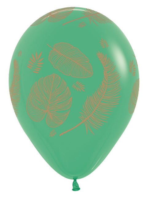 Ballonnen Tropical Leaves Mix Gold Print 30cm 25st