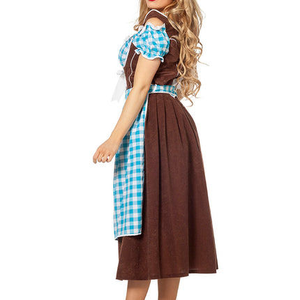 Blauwe Dirndl Jurk Oktoberfest Dames Lang