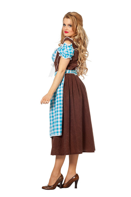 Blauwe Dirndl Jurk Oktoberfest Dames Lang