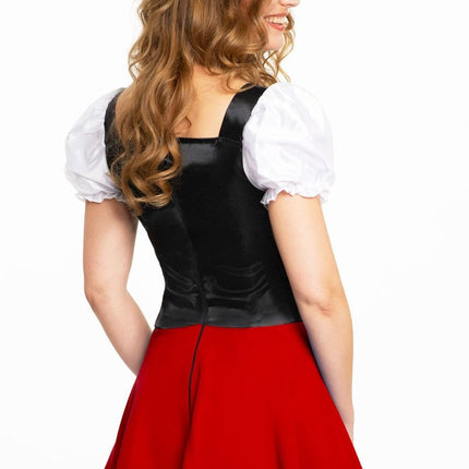 Dirndl Jurk Oktoberfest Rood Witte Strik