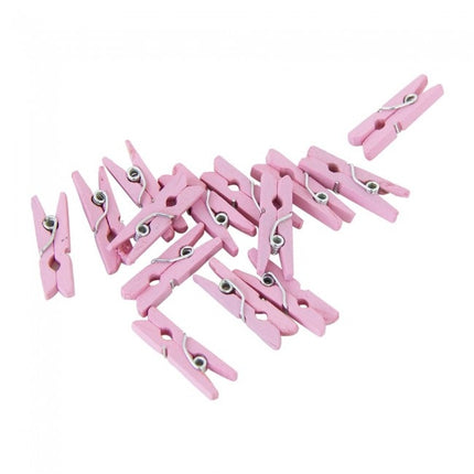 Mini Knijpers Hout Roze 24st