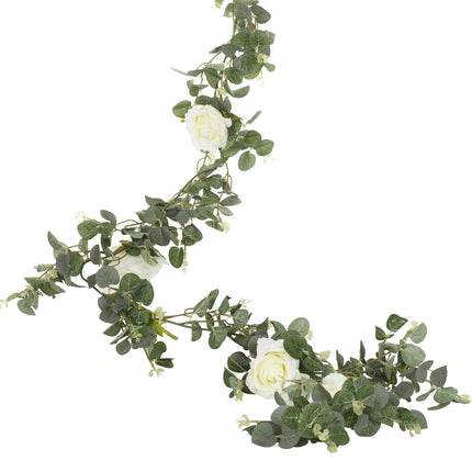 Bloemen Slinger Eucalyptus & Witte Rozen 2m