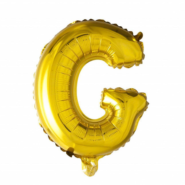 Folie Ballon Letter G Goud 41cm met Rietje