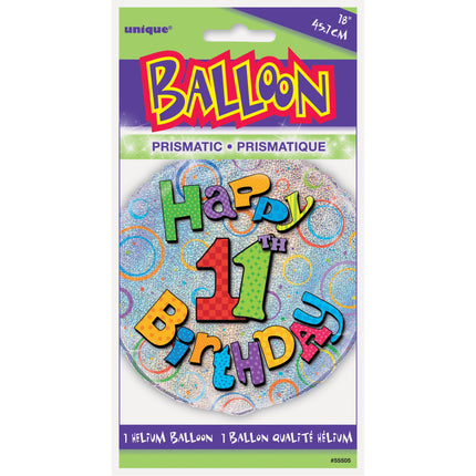 Helium Ballon 11 Jaar Glitters 45cm leeg