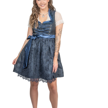 Donkerblauwe Dirndl Jurk Oktoberfest Dames 2 Delig