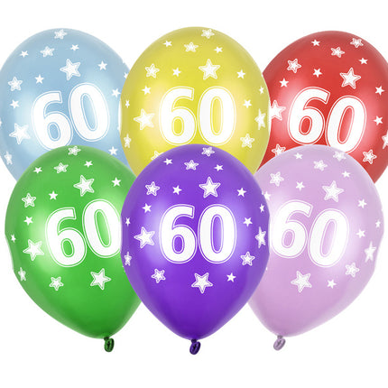 Ballonnen 60 Jaar Gekleurd Metallic 30cm 6st