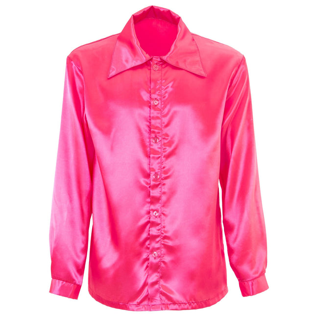 Disco 70S Blouse Roze Heren Satijn