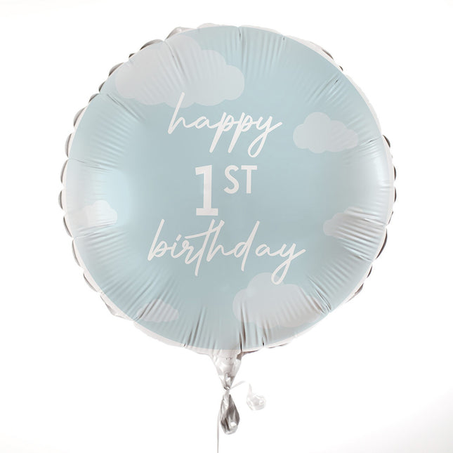 Happy 1St Birthday Helium Ballon Blauw Leeg 43cm