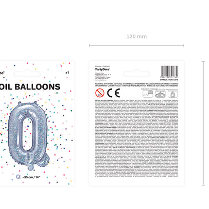 Folie Ballon Letter Q Holografisch Leeg 35cm