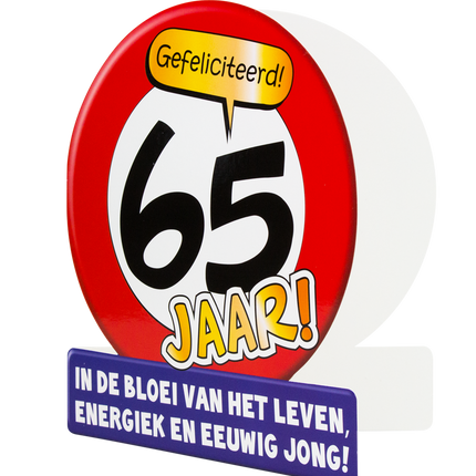 Verjaardagskaart 65 Jaar Verkeersbord 16,5cm