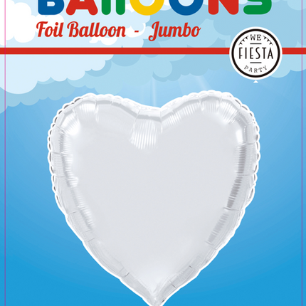 Helium Ballon Hart Zilver XL Leeg 92cm