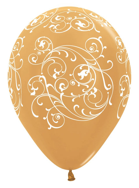 Ballonnen Filigree Metallic Gold 30cm 25st