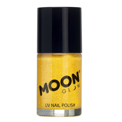 Moon Glow Neon UV Glitter Nail Polish Golden Yellow 14ml