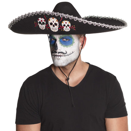 Halloween Sombrero Doodshoofden 56cm