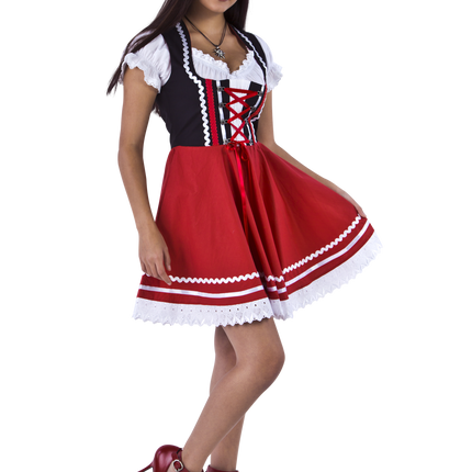 Oktoberfest Dirndl Jurk Oktoberfest Rood Wit Dames 2 Delig