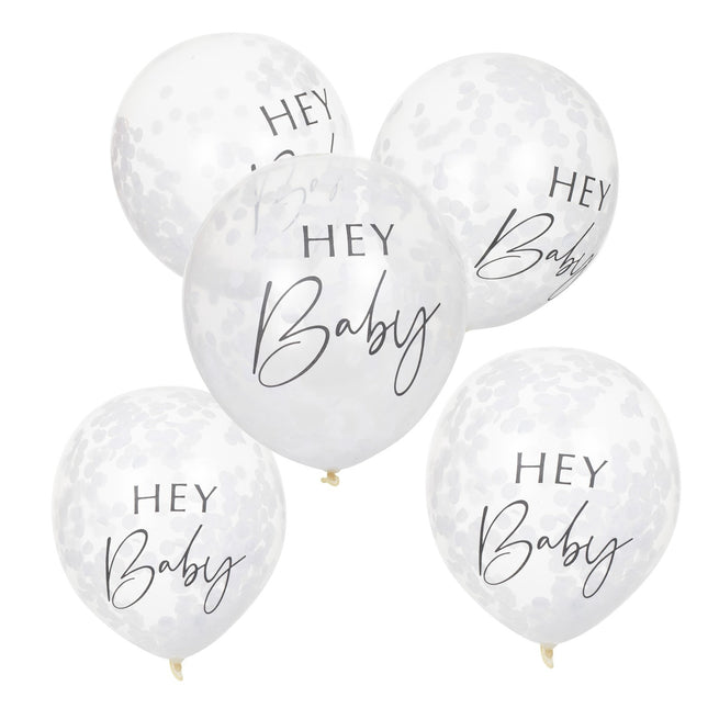 Confetti Ballonnen Hey Baby 30cm 5st