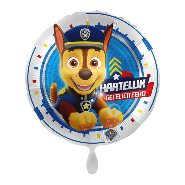 Paw Patrol Helium Ballon Hartelijk Gefeliciteerd Leeg 43cm