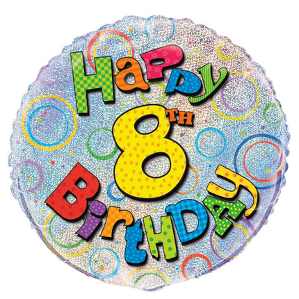 Helium Ballon 8 Jaar Glitters 45cm leeg