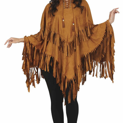 Poncho Dames Bruin M