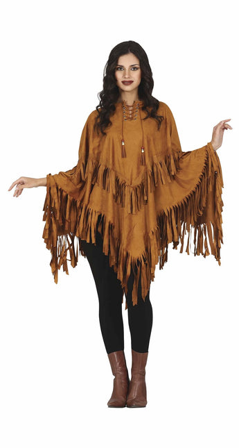 Poncho Dames Bruin M