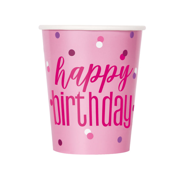 Happy Birthday Bekers Roze 266ml 8st