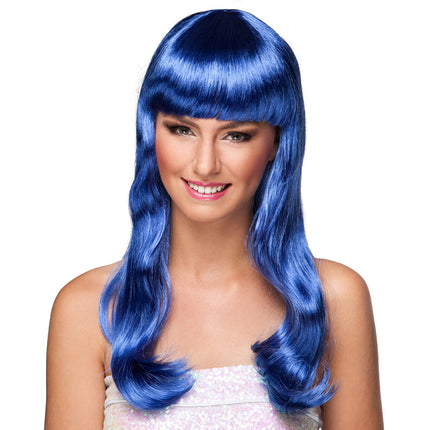 Pruik Lang Haar Blauw