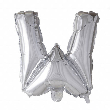 Folie Ballon Letter W Zilver XL 102cm leeg