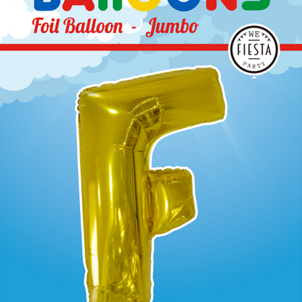 Folie Ballon Letter F Goud XL 102cm leeg