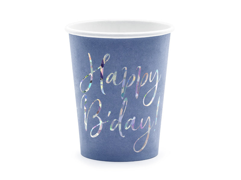 Happy Birthday Bekers Blauw 220ml 6st